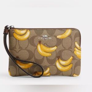 Coach Signature RARE, LIMITED Canvas With BANANAS Print Wristlet